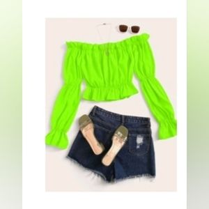 Neon Flounce Sleeve Top